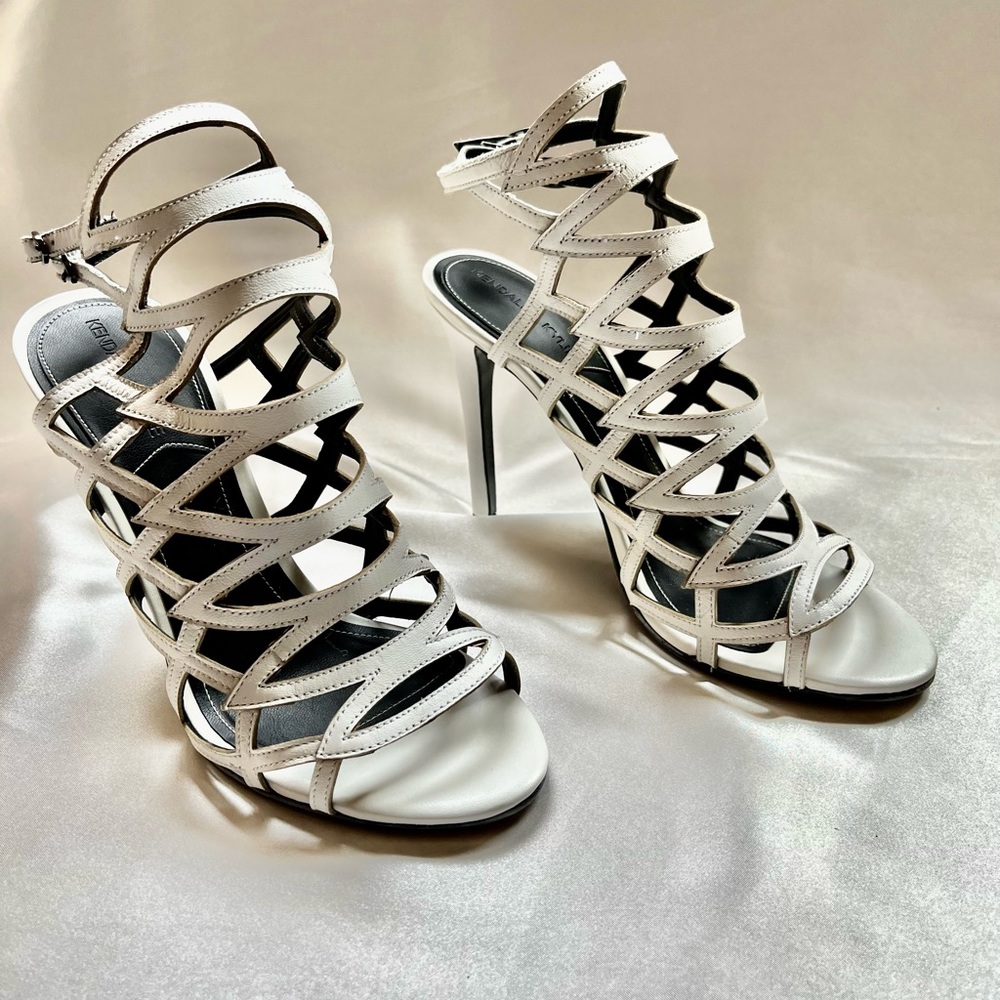 Kendall + Kylie Elisa2 White Leather Sandals